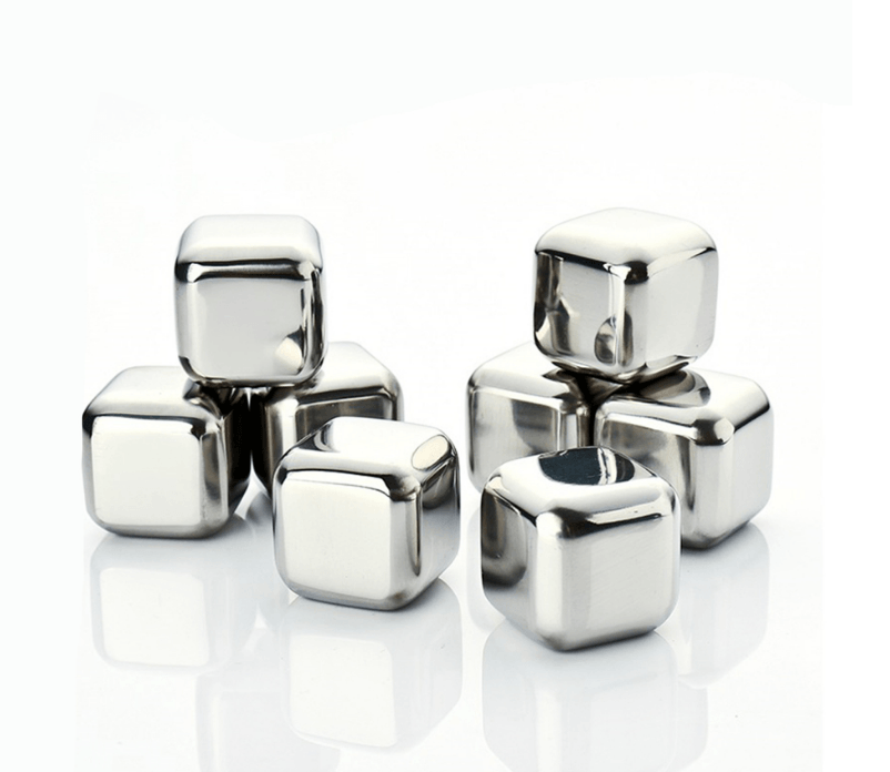 Reusable Stainless Steel Liquid-Filled Ice Cubes Chilling Stones - Tongs included Whiskey Stones