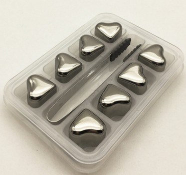 Reusable Stainless Steel Liquid-Filled Ice Cubes Chilling Stones - Tongs included Whiskey Stones
