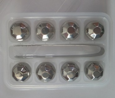 Reusable Stainless Steel Liquid-Filled Ice Cubes Chilling Stones - Tongs included Whiskey Stones