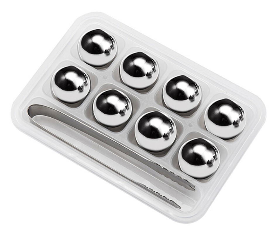 Reusable Stainless Steel Liquid-Filled Ice Cubes Chilling Stones - Tongs included Whiskey Stones