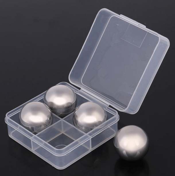 Reusable Stainless Steel Liquid-Filled Ice Cubes Chilling Stones - Tongs included Whiskey Stones