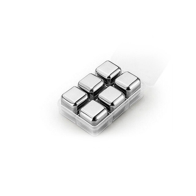 Reusable Stainless Steel Liquid-Filled Ice Cubes Chilling Stones - Tongs included Whiskey Stones